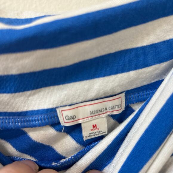 Gap Womens Sz Medium Petite Blue & White Striped Foldover Jersey Maxi Skirt - Picture 3 of 5